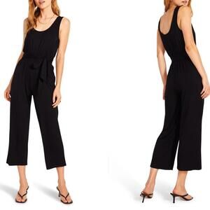 BB Dakota x Steve Madden Black Crepe Cropped Jumpsuit Size 14 NWT